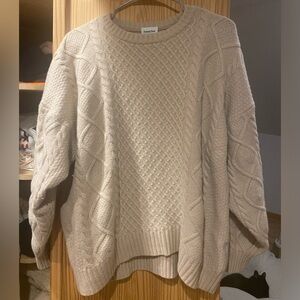 Aritzia Sunday Best Peggy cable knit sweater in cream color size medium
